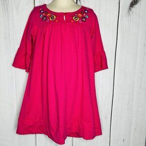 Carter’s Toddler Girls Pink Long Sleeve Dress Size 4T Floral Embroidery